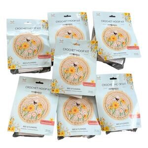 Lot 7 Needle Creations Complete Crochet Hoop Kits Bee Flowers Intermediate New
